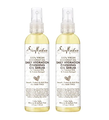 SheaMoisture 100% Virgin Coconut Oil Daily Hydration Finishing Oil Serum, 4 Fl Oz, Pack of 2