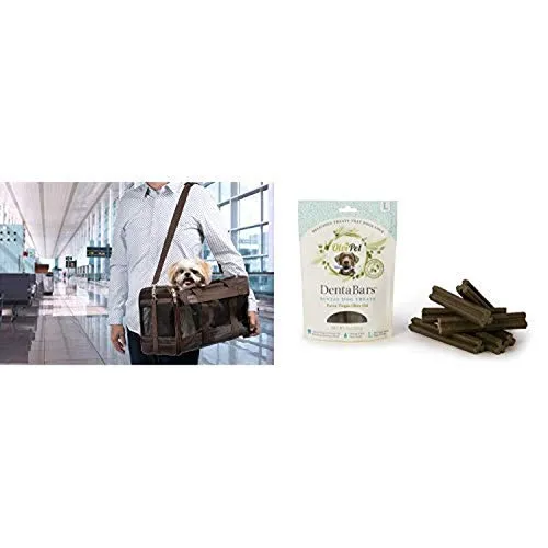 Sherpa Travel Original Deluxe Airline Approved Pet Carrier, Large Brown and OlvitPet Large Denta Bar Treats