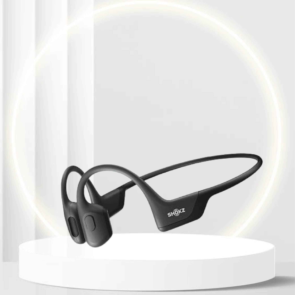 SHOKZ OpenRun Pro - Open-Ear Bluetooth Bone Conduction Sport Headphones - Sweat Resistant Wireless Earphones for Workouts and Running with Premium Deep Base - Built-in Mic, with Hair Band