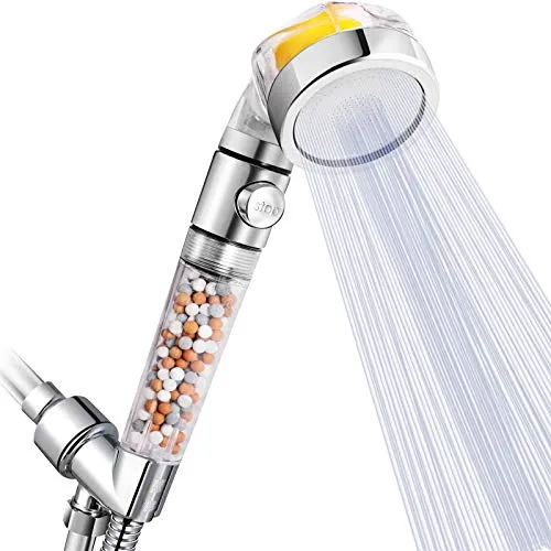 Shower Head with Filter, High Pressure Handheld Showerhead With Hose and Bracket for Hard Water, Powerful Shower Spray With Rich Vitamin C for Dry Hair & Skin SPA - Lemon Fragrance