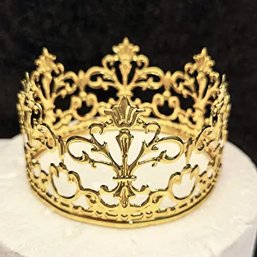 Shuiniba Vintage Gold Crown Cake Topper, Queen Princess Cake Photo Party Decor, Baby Shower Party Cake Decoration