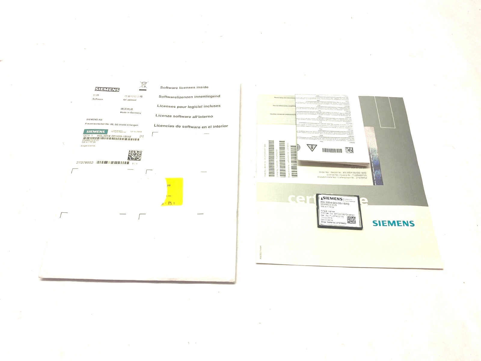 Siemens 6SL3054-0EH00-1BA0 SINAMICS S120 CompactFlash Card SW 4.7 HF34