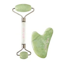 Skin Gym Facial Roller and Gua Sha Workout Set for Wrinkles and Fine Lines Anti-Aging Face Lift Skin Care Beauty Tool, Jade