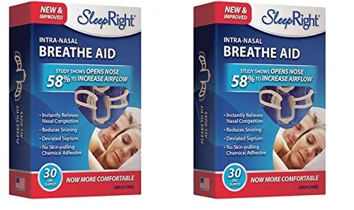 SleepRight Intra-Nasal Breathe Aids Breathing Aids for Sleep Nasal Dilator 30 Day - 2 Pack