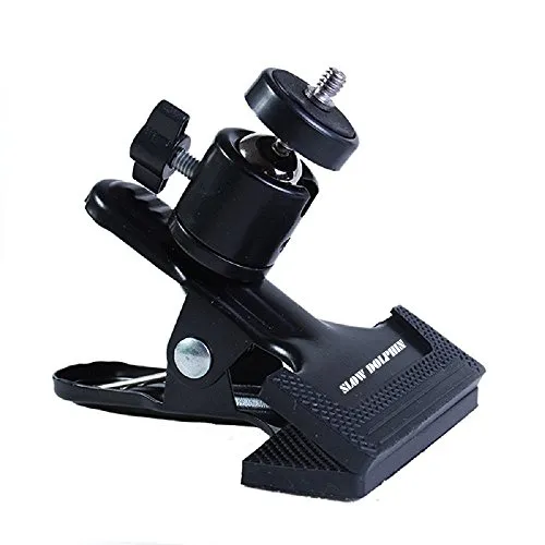 Slow Dolphin Tripod Camera Clip Clamp Flash Reflector Holder Mount with 1/4 Inch Screw 360 Degree Swivel for Studio Backdrop Camera SLR, Digital SLR, Video Came?Black?