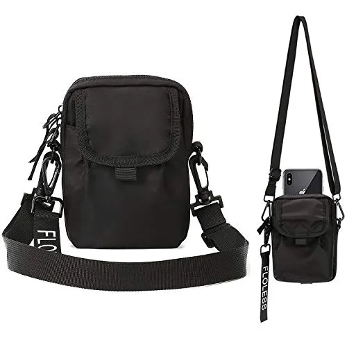 Small Black Crossbody Shoulder Side Bag for Men Women Mini Satchel Bag Messenger Bag Travel Passport Bag,Tactical Pouch Waist Bag Belt Bag Purse for Men Women Cell Phone Pouch Purse Neck Wallet