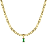 18K Gold Plated Vintage Choker Necklaces for Women Waterproof Choker Necklace Anti Tarnish Gemstone Zircon Rectangle Pendant Necklace