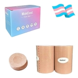 2 Rolls Trans Tape for Transitioning Extra Wide Chest Binding Tape Latex Free FTM Chest Binder with Nipple Covers Ultra Sticky Waterproof & Flexible 4 in X 16.5 ft (Espresso)