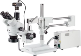 AmScope 7X-90X Simul-Focal Stereo Zoom Microscope on Boom Stand with Fiber Light and 10MP Camera