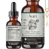 Auri Super Mushroom Pre + Probiotic Elixir â Daily Gut & Immune Support with Functional Mushrooms & 7 Probiotic Strains â Supports Digestive Health, Energy, & Wellness â Vegan, 60 ml (30 Servings)