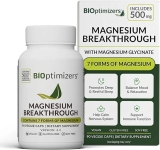 BIOptimizers Magnesium Breakthrough Supplement with 500mg - 7 Forms of Magnesium: Glycinate, Malate, Citrate, and More - Natural Support for Sleep and Cognitive Function -90 Capsules- Calming Vitamins