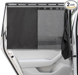 Car Window Shades, [2025 Updated] 2 Pack Car Sun Shade for Baby, Double Layer & Fully Open, Magnetic Back Window Curtain, Sun Shade Covers Privacy Screen