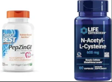 Doctors BEST PepZin GI 120 Veggie Caps & Life Extension NAC Immune Support 60 Capsules