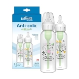 Dr. Brown's Natural Flow Anti-Colic Options+ Narrow Baby Bottle, Squirrel & Goat, 8 oz/250 mL, with Level 1 Slow Flow Nipple, BPA Free, 0m+, 2-Pack