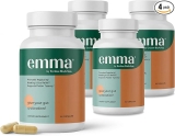 Emma Gut Health Relief Supplement, Doctor Endorsed Formula for Women & Men, Leaky Gut & Digestive Support for Constipation, Bloating & Gas Relief with Berberine, Resveratrol, Quercetin, 60 Caps,4-Pack
