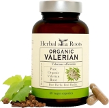 Herbal Roots Pure Organic Valerian Root Capsules - 900 mg - Non-Habit Forming with no Melatonin, Non-GMO - 60 Count Vegan Capsules, Herbal Supplement