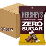 HERSHEYS Zero Sugar Chocolate with Almonds Candy Bags, 3 oz (12 Count)