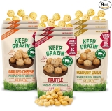 Keep Grazin Grain Free Crunchy Cheese Biscuits - Variety Pack | 2.12 Ounce (Pack of 9) | Gluten & Sugar-Free, Non-GMO Protein Snacks - Baked with 100% Grass-Fed Cheese & Cassava Flour