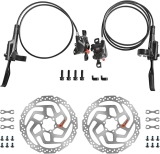 MT200 MTB Hydraulic Disc Brakes Set with RT26 180mm Rotors Left Front 800mm Right Rear 1550mm Mountain Bike Hydraulic Brake Mountain Bike Bicycle Disc Brake 2 Piston