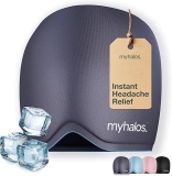 MyHalosÂ® Migraine Relief Cap,30% Thicker,2X More Cooling Gel -Stays Colder for Longer, Ice Hat, Ice Pack Head Wrap, Cold Headaches & Migraine Mask - Tension Headache Relief Cap (Gray) FSA|HSA Eligible