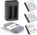 NP-40 Battery Pack, 3 x 1500mAh Rechargeable Batteries with NP 40 Dual Charger for Video Camera Camcorders Compatible with Casio NP-40 (Not for Fujifilm NP40), Kodak LB-060, GE GB-60