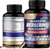 Organic Cadane 7in1 Pure Berberine Capsules - Concentrated with Quercetin, Resveratrol, Grape Seed & More - Supplement for Heart, Body, Digestive & Immune - 90 Capsules for 3 Months