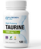 Puregen Labs Taurine 1000mg [High Potency] 120 Veg Capsules | No Harmful Additives | Non-GMO, NO Gluten and Dairy - 120 Servings