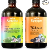 Serene Herbs Soursop Bitters Liquid & Black Seed Bundle  Organic Herbal Guanabana for Digestive Support & Immune Health  Vegan, Non-GMO  32 oz (16 oz Each), 64 Servings