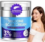 Silicone Scar Cream for Surgical Scars, 3% Dimethicone Complex Silicone Scar Gel for Old & New Scars, C-Section, Pregnancy, Acne, Injury, Keloids, Burns, Non-Irritating Scar Removal Cream(55ML)