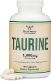 Taurine Supplement 1000mg Per Serving, 180 Capsules - Amino Acid Studied to Support a Longer, Healthier Life (Taurina) Vegan Safe, Gluten Free, Non-GMO by Double Wood