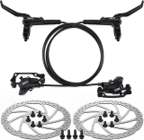 TOBWOLF 1 Pair MTB Disc Brake Set, Hydraulic Disc Brake Kit with 160mm Rotors, Left Front 81cm & Right Rear 147cm, Aluminum Oil Pressure Calipers Levers for Mountain Bike E-Bike Fat Bike Road Bike