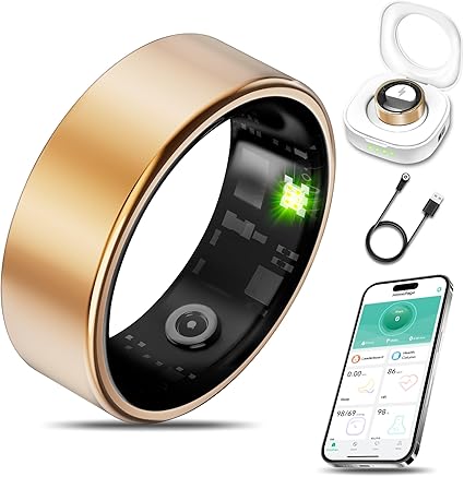 Smart Health Ring for Women Men Fitness Tracker with Heart Rate, Blood Oxygen, Blood Pressure, Sleep Monitoring, Step Counting, IP68 Waterproof for iOS and Android, No APP Fee, Xmas Gifts, Rose Gold 8
