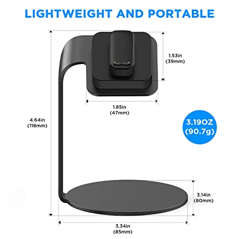 Smart Watch Charger Dock Compatible with Fitbit Charge 5 / Luxe, Premium Aluminum Replacement Charging Cable Dock Station Base Cradle with 3.3ft USB Cord for Fitbit Charge 5 Smartwatch(Black)