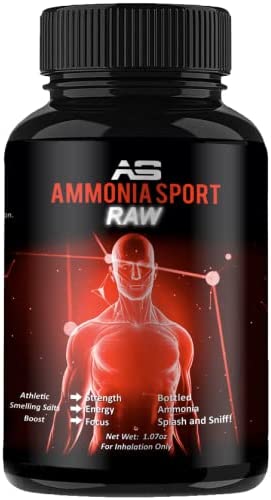 Smelling Salts For Athletes - Raw - Splash & Sniff! Non-Activated Salt with Hundreds of Uses Per Bottle - Powerlifting Ammonia Inhalant - Rush, Alert Supplement - Inhalants For Fainting - AmmoniaSport