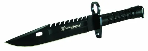 Smith & Wesson SW3B 12.8in S.S. Fixed Blade Knife with 7.8in Bowie Blade with Notched Spine and Nylon Fiber Handle for Outdoor, Tactical, Survival and EDC