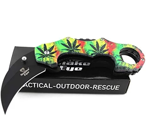 Snake Eye Tactical Everyday Carry Ultra Smooth Karambit Style Design One Hand Opening Folding Pocket Knife/Ideal for Recreational Work Hiking Camping (MA)