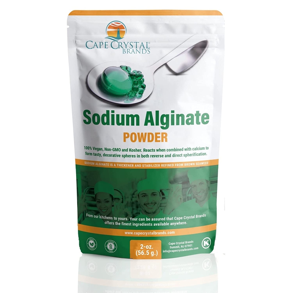 Sodium Alginate 100% Food Grade | Natural Thickening Powder & Gelling Agent for Cooking ( 2 Oz)