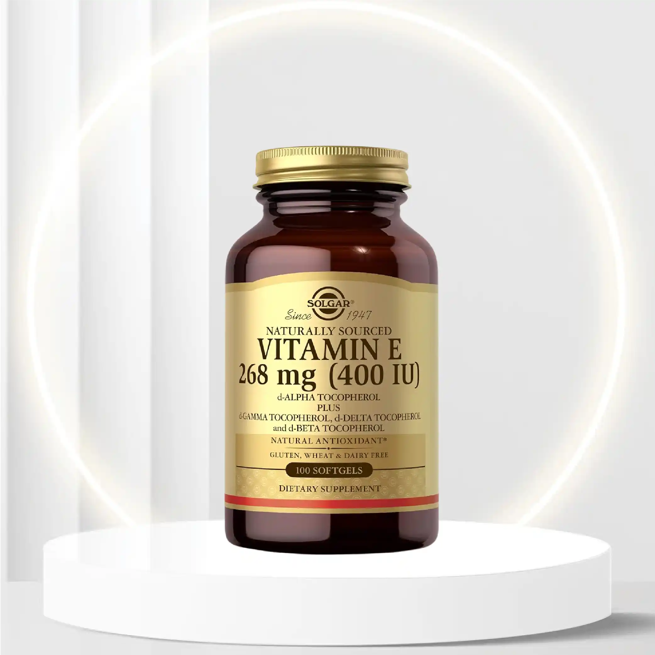 Solgar Vitamin E 268 MG (400 IU) Mixed (d-Alpha Tocopherol & Mixed Tocopherols), 100 Softgels - Supports Immune System & Skin Nutrition - Natural Antioxidant - Gluten Free, Dairy Free - 100 Servings