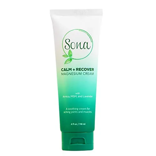 Sona Calm + Recover Magnesium Cream with MSM, Arnica and Organic Oils ï¿½ Pure Genuine Zechstein Magnesium ï¿½ Topical use for Sore Muscles & Relaxation (4oz)