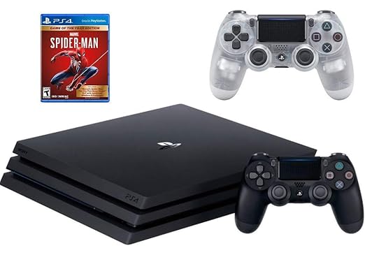Sony PlayStation 4 Pro 1TB Console Bundle W / Marvel's Spider-Man: Game of The Year Edition and DualShock 4 Wireless Controller -Crystal | Blu-ray Disc Player | Wi-Fi | AMD Processor | HDMI Cable (Renewed) Click to see full view Sony PlayStation 4 Pro 1TB Console Bundle W / Marvel's Spider-Man: Game of The Year Edition and DualShock 4 Wireless Controller -Crystal | Blu-ray Disc Player | Wi-Fi | AMD Processor | HDMI Cable (Renewed)