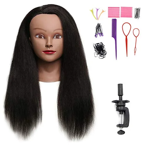 SOPHIRE 100% Real Hair Mannequin Head Training Head with stand, 18