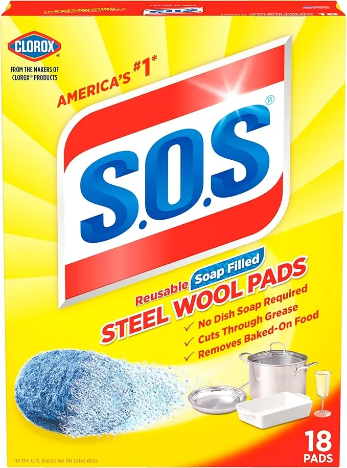 SOS Steel Wool Soap Pads, 18 Count
