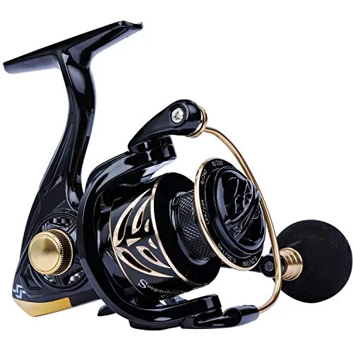 Sougayilang Spinning Reel,12+1 Stainless BB Fishing Reel,Ultra Smooth Powerful, Lightweight Graphite Frame, CNC Aluminum Spool for Saltwater Freshwater-1000G