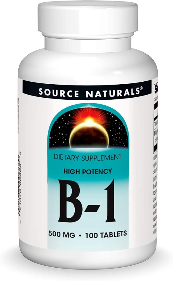 Source Naturals Vitamin B-1 Thiamin 500mg High Potency, 100% Pure - 100 Tablets