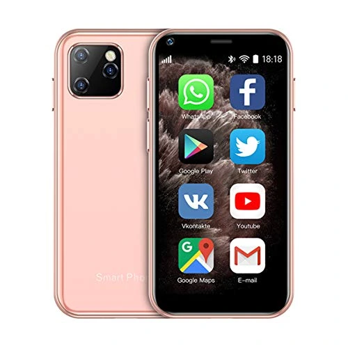 SOYES XS11 3G Mini Smartphone 2.5 Inch WiFi GPS RAM 1GB ROM 8GB Quad Core Android 6.0 Cell Phones 3D Glass Slim Body Camera Dual Sim Google Play Cute Smartphone (Pink)