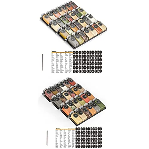 SpaceAid Spice Drawer Organizer with 28 Spice Jars, SpaceAid Spice Drawer Organizer with 24 Spice Jars, 386 Spice Labels