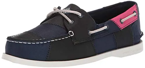 Sperry womens A/O 2-eye Bionic Boat Shoe, Navy/Hot Pink/Green, 7.5 US
