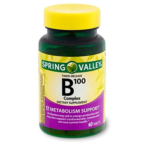 Spring Valley Spring - Valley Timed-Release B100 Complex Supplement 60 Count - Pack of 2, 60 Count (Pack of 2)
