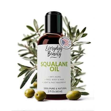 Squalane Oil - 100% Pure & Natural Plant Derived Facial Oil 2oz - Cold Pressed and Unrefined Premium Grade Multipurpose Moisturizing Oil For Skin and Hair