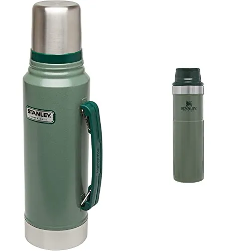 Stanley Classic Vacuum Insulated Wide Mouth Bottle & Classic Trigger Action Travel Mug 20 oz âLeak Proof + Packable Hot & Cold Thermos â Double Wall Vacuum Insulated Tumbler